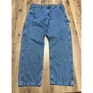 Full Blue Jeans Men's Size 34 Blue Denim Carpenter Mid Rise Straight Pockets
